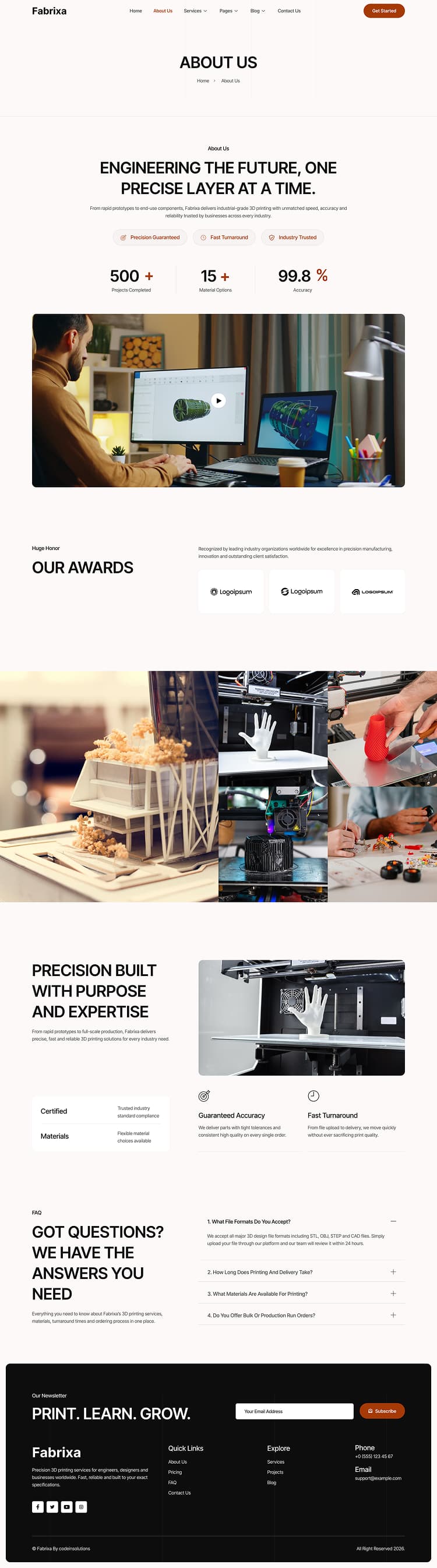 About Us — Fabrixa - 3D Printing Services Elementor Template