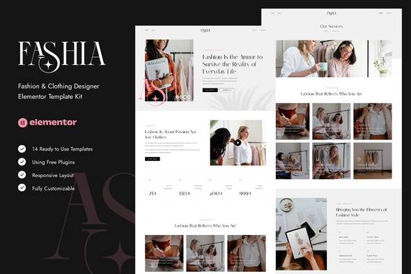 Fashia - Fashion & Clothing Designer Elementor Template — Elementor template kit cover