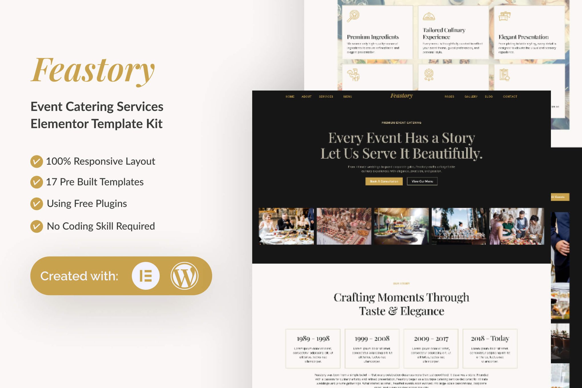 Feastory - Event Catering Service Elementor Template — Elementor template kit cover