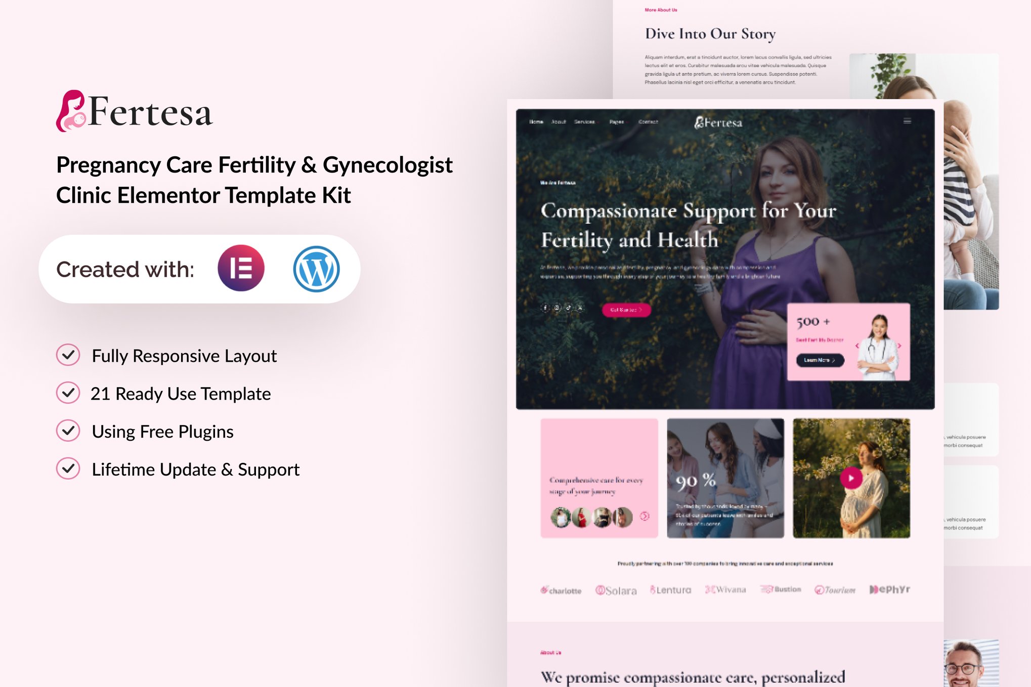 Fertesa - Pregnancy Care Fertility & Gynecologist Elementor Template — Elementor template kit cover