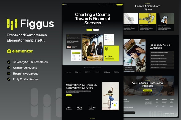 Figgus - Finance & Investment Elementor Template — Elementor template kit cover
