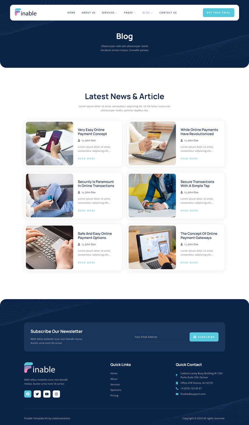 Blog — Finable - Online Payment Gateway & Fintech Elementor Template