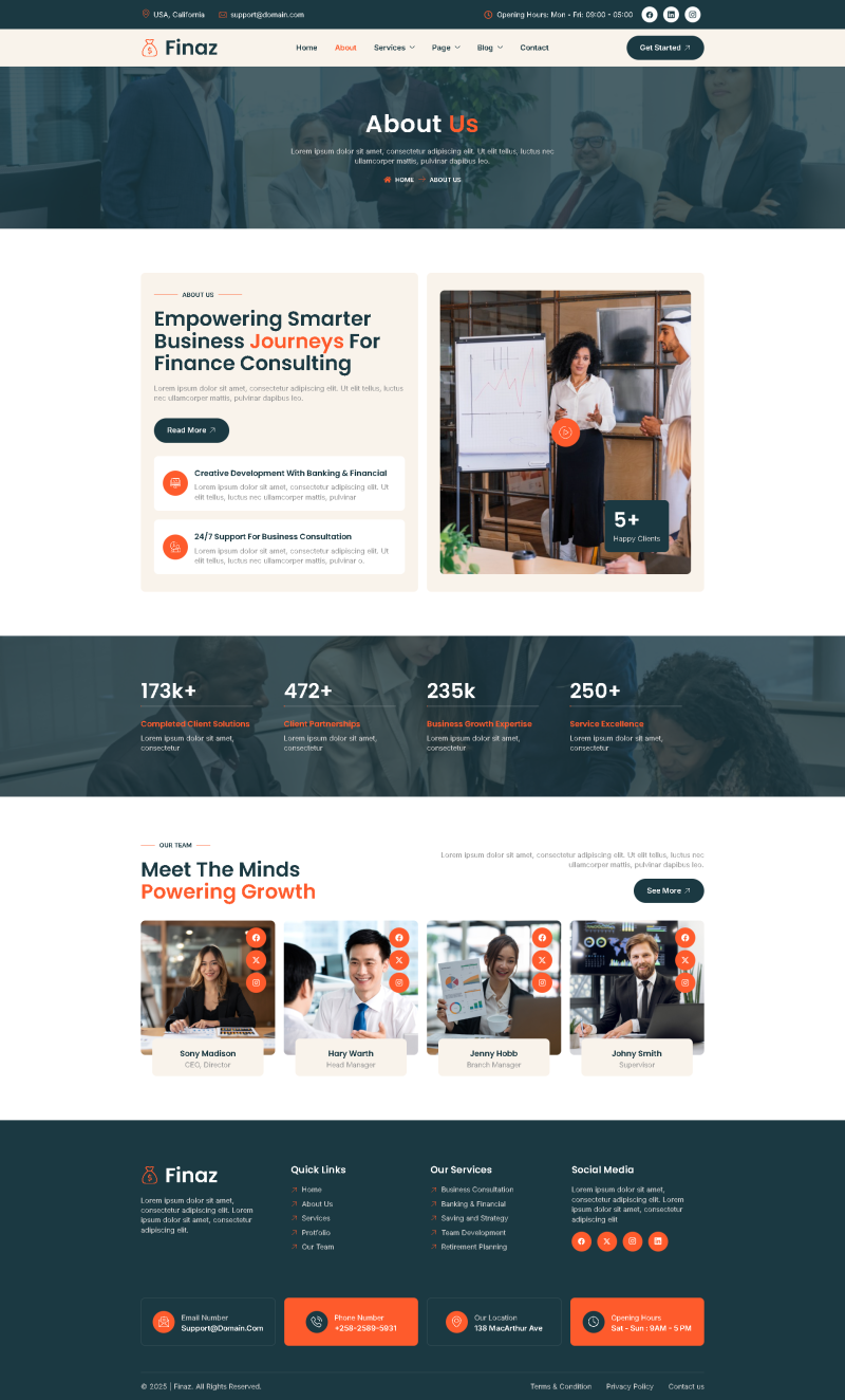 About — Finaz - Finance & Business Consulting Elementor Template