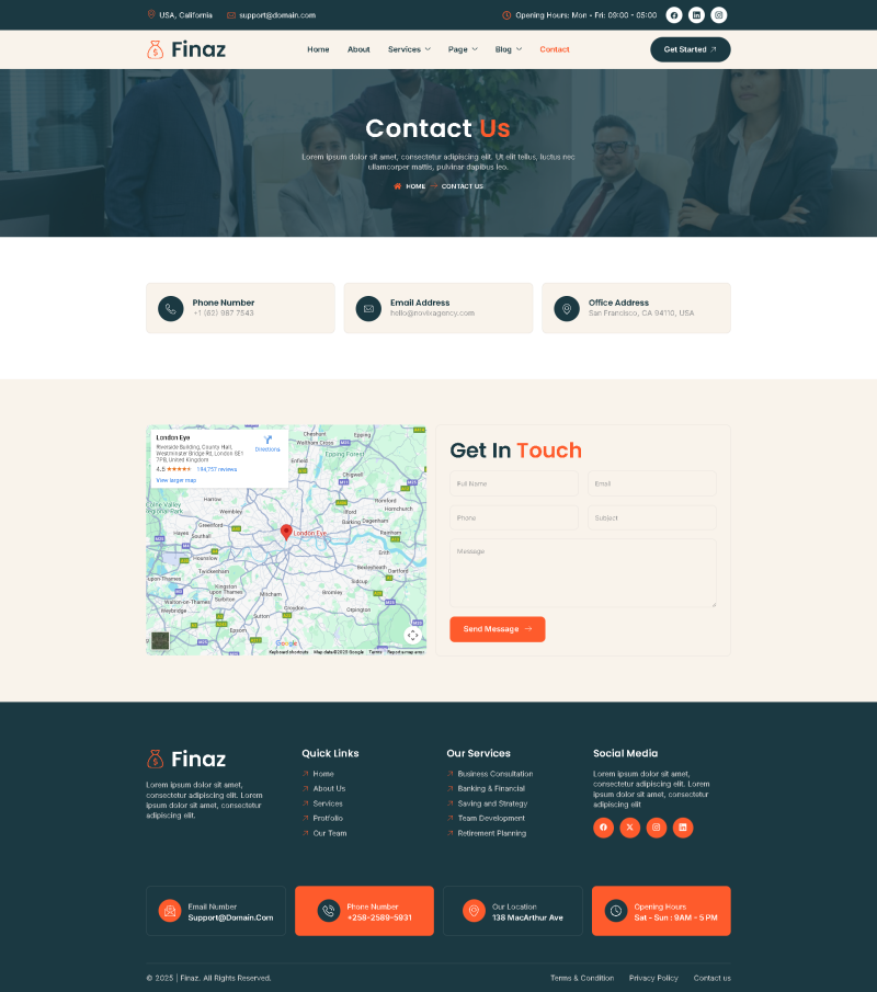 Contact — Finaz - Finance & Business Consulting Elementor Template