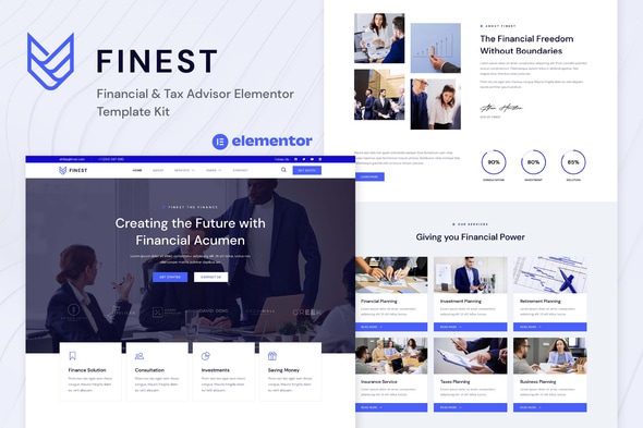 Finest - Financial & Tax Advisor Elementor Template — Elementor template kit cover