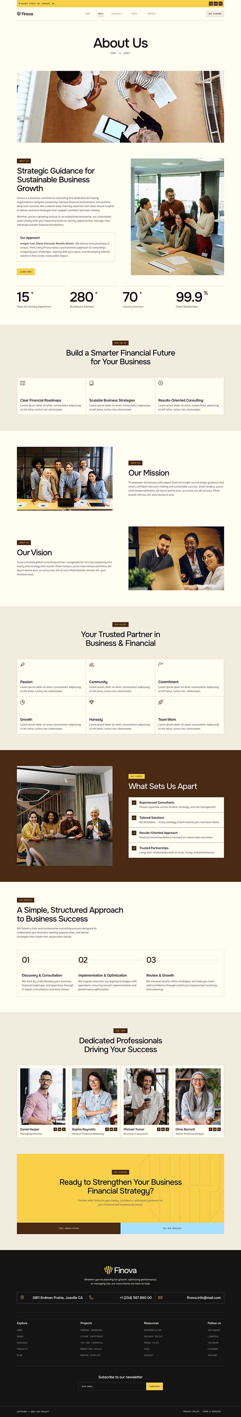 About — Finova - Business and Finance Consulting Elementor Template