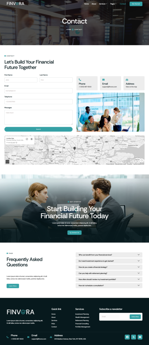 Contact — Finvora - Finance & Investment Elementor Template