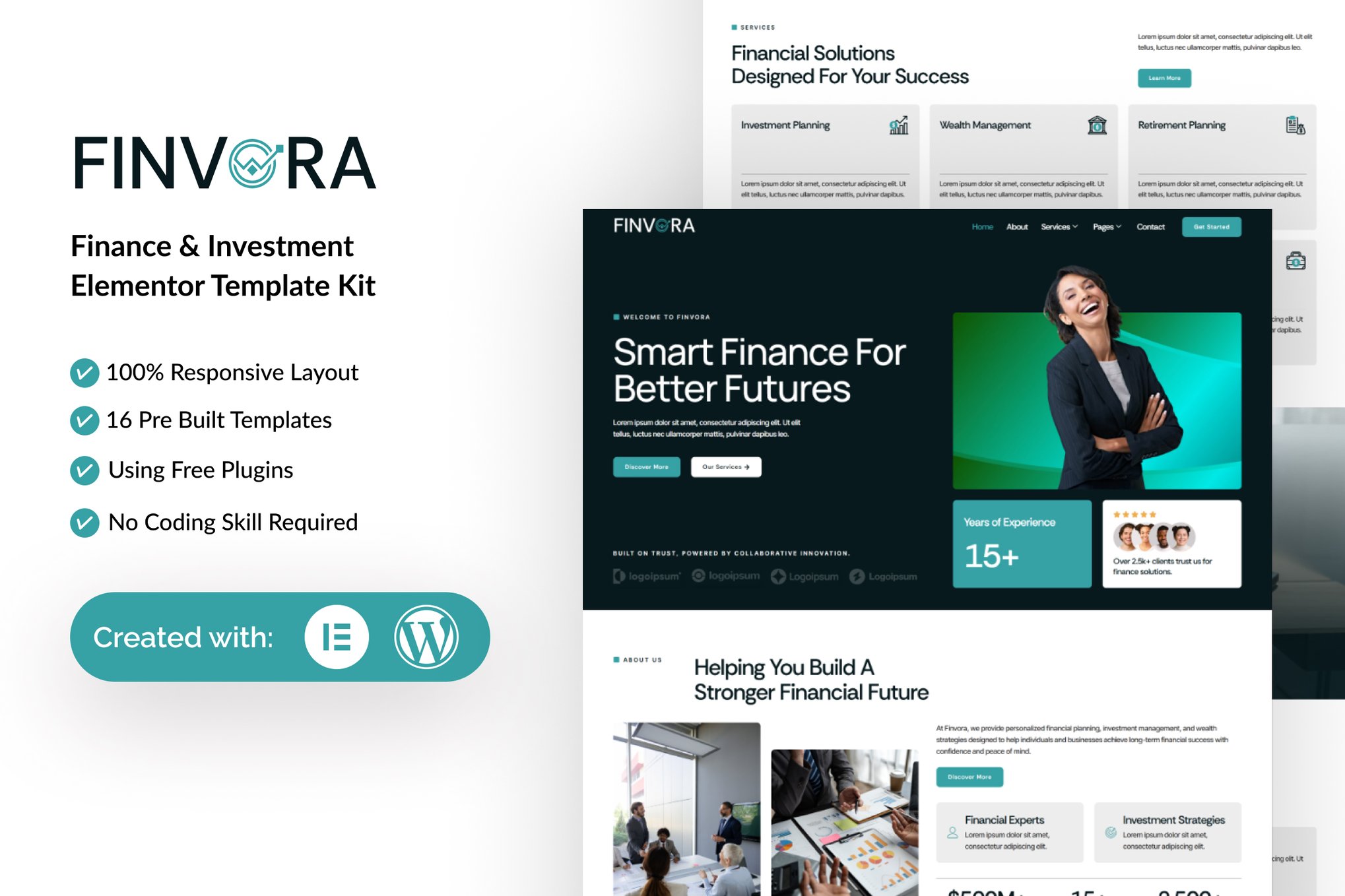 Finvora - Finance & Investment Elementor Template — Elementor template kit cover