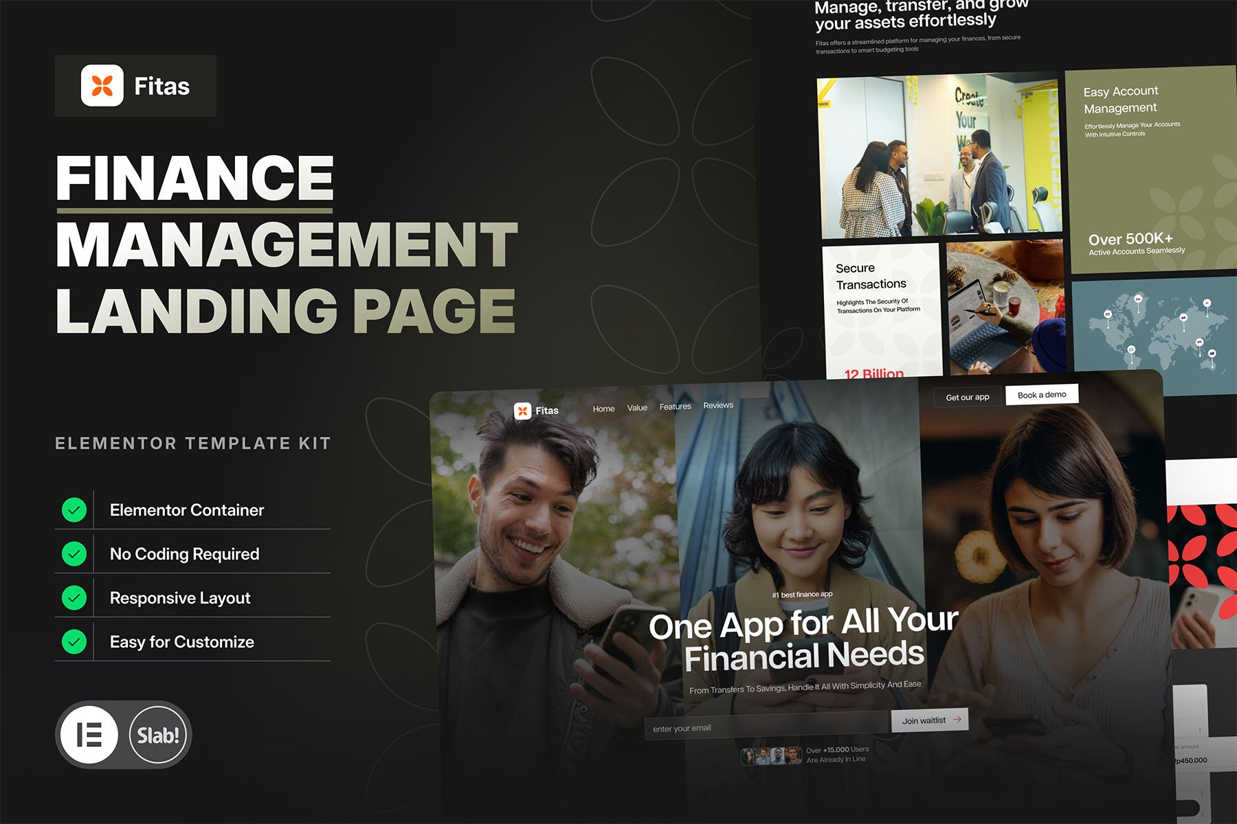 Fitas - Finance Management Elementor Pro Elementor Template — Elementor template kit cover