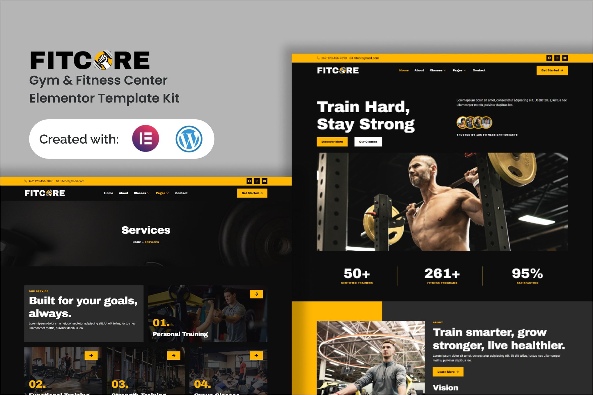 Fitcore - Gym & Fitness Center Elementor Template — Elementor template kit cover