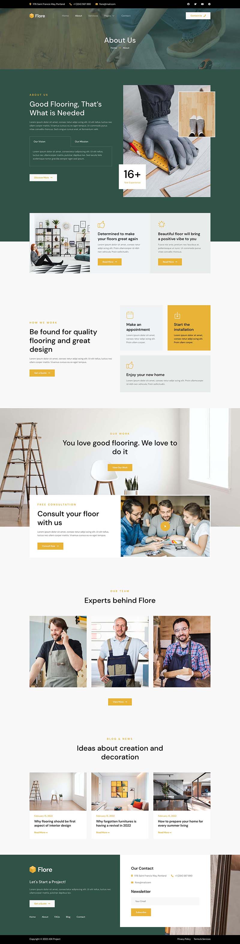 About — Flore - Flooring & Tiling Services Elementor Template