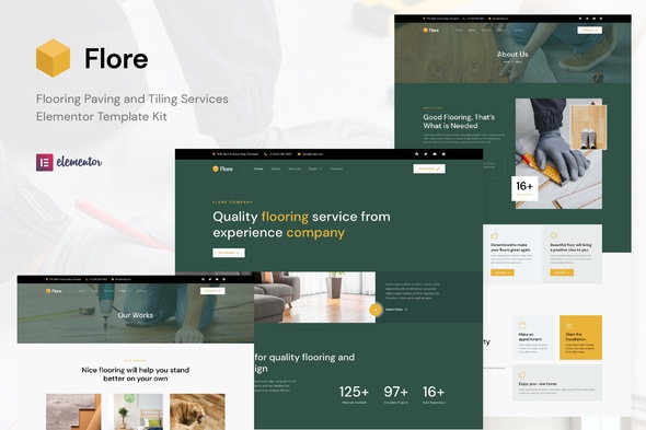 Flore - Flooring & Tiling Services Elementor Template — Elementor template kit cover