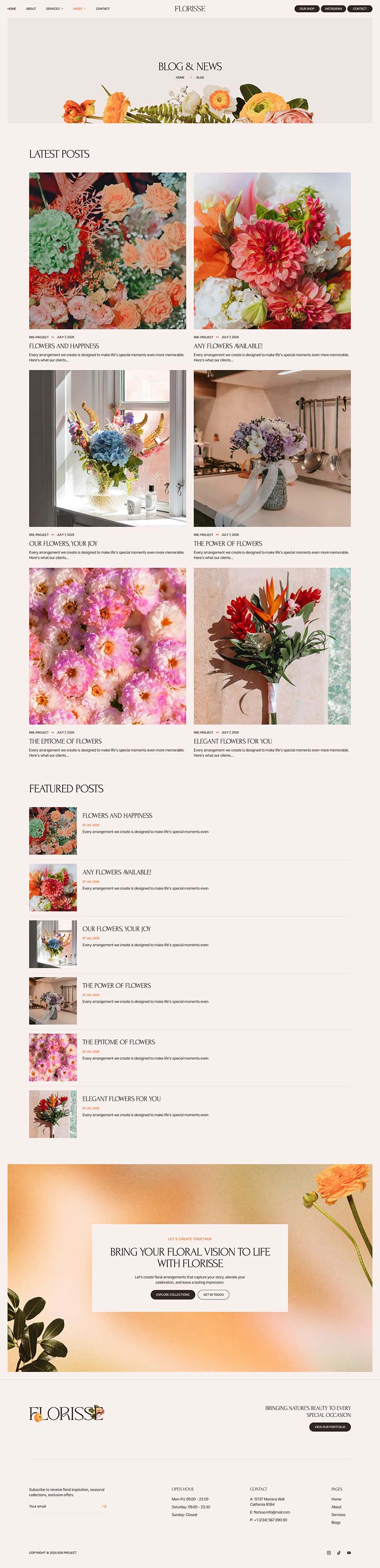 Blog — Florisse - Floral Design Studio Elementor Template