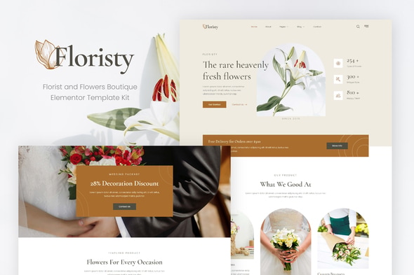 Floristy - Florist & Flower Boutique Elementor Template — Elementor template kit cover