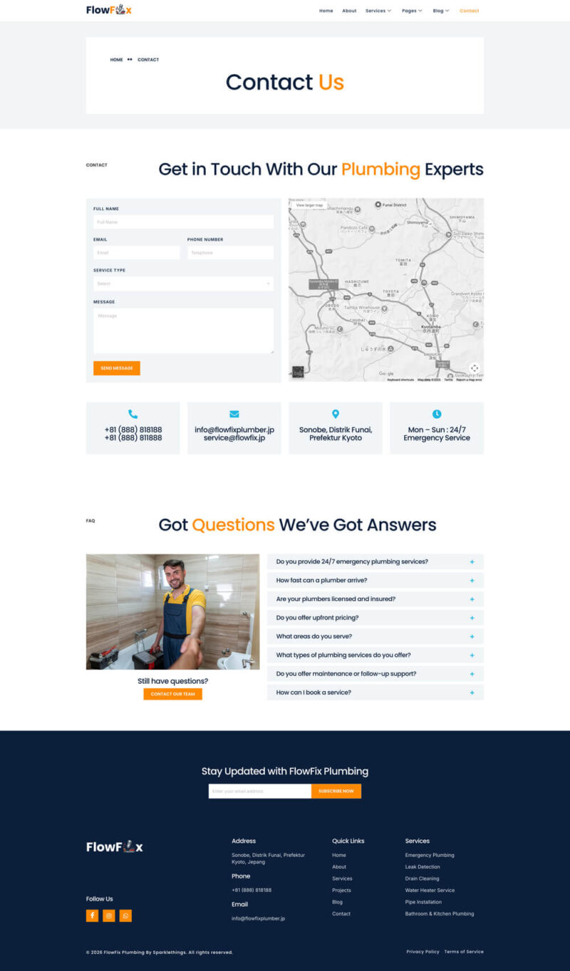 Contact — FlowFix - Plumbing & Plumber Service Elementor Template