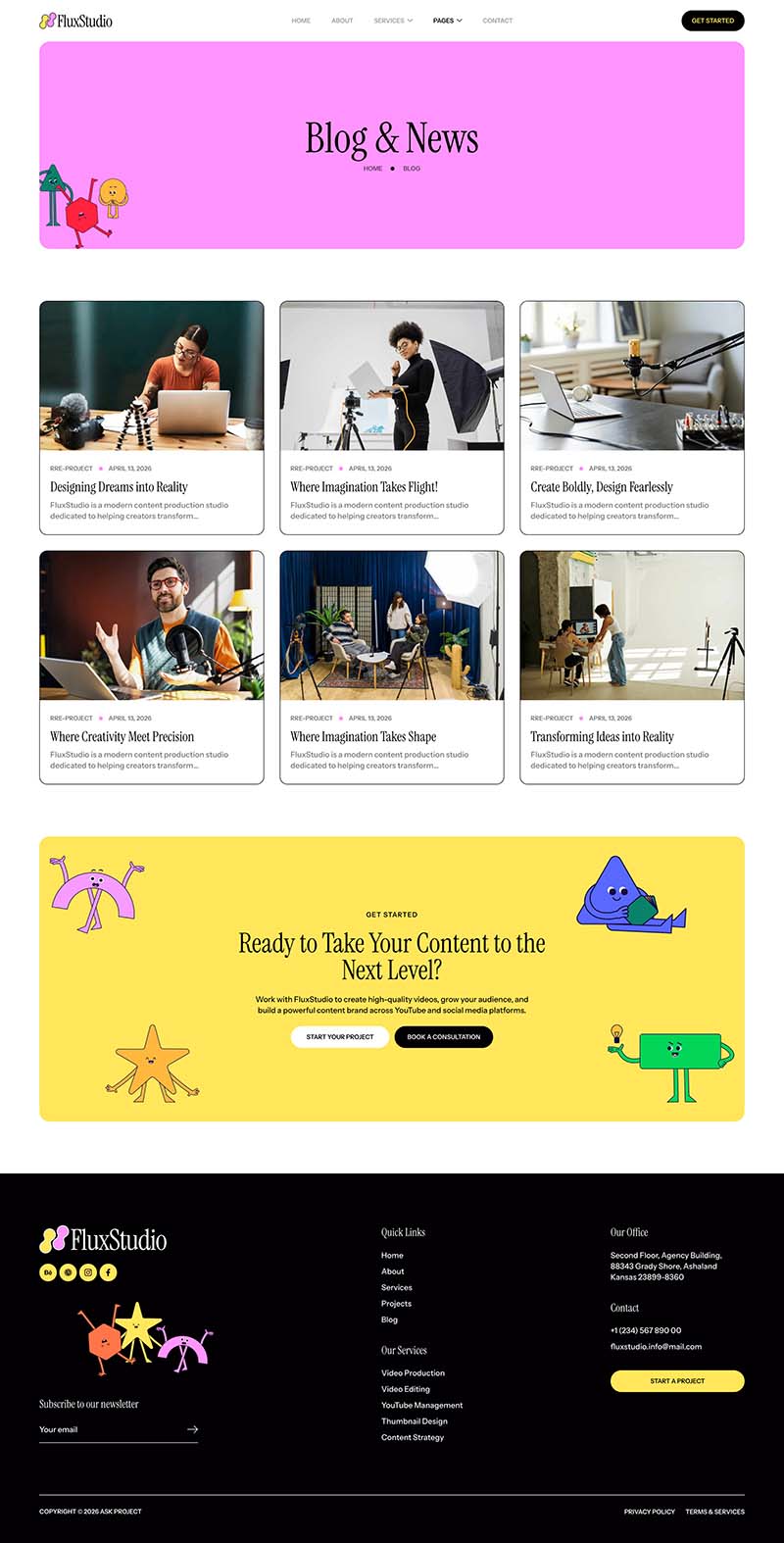 Blog — FluxStudio - Content Creator Studio Elementor Template