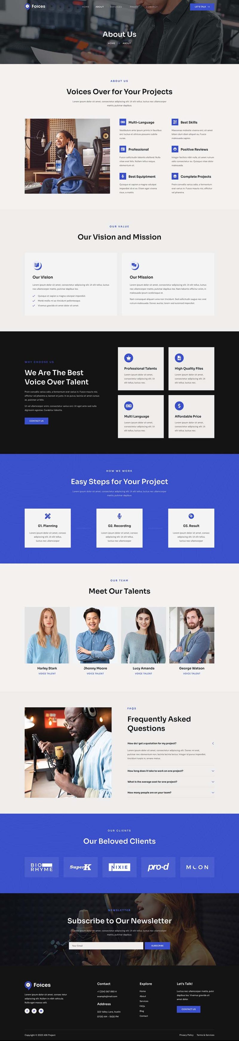 About — Foices - Voice Over Services Elementor Template