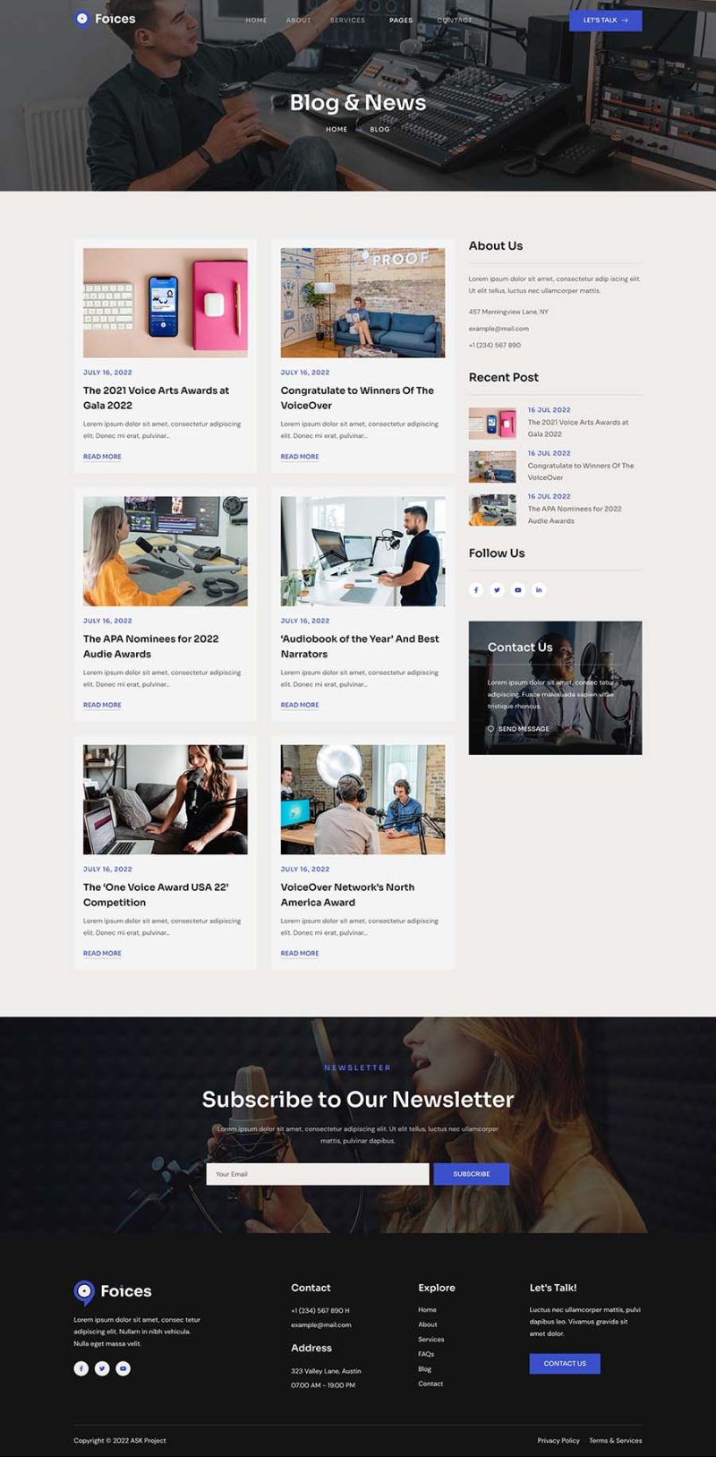 Blog — Foices - Voice Over Services Elementor Template