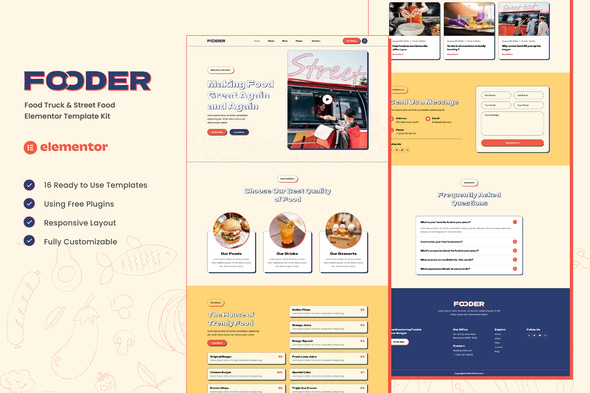 Fooder - Food Truck & Street Food Elementor Template — Elementor template kit cover