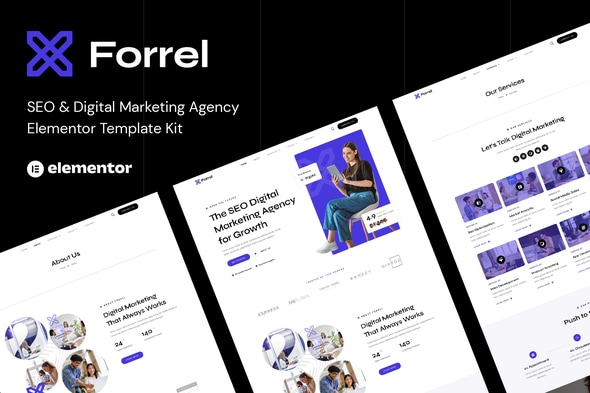 Forrel - SEO & Digital Marketing Agency Elementor Template — Elementor template kit cover