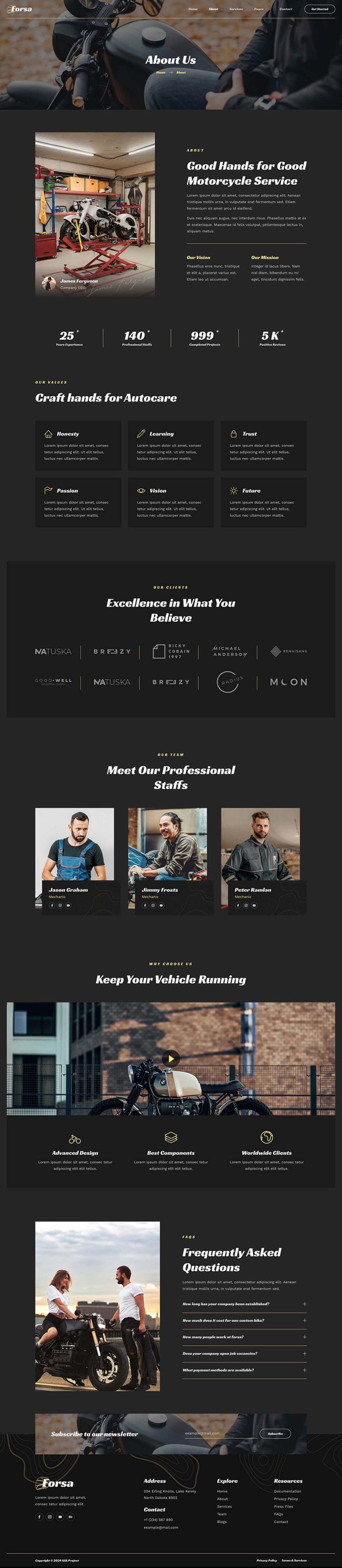 About — Forsa - Custom Motorcycle Garage Elementor Template