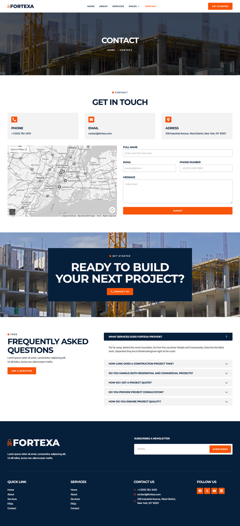 Contact — Fortexa - Construction Elementor Template