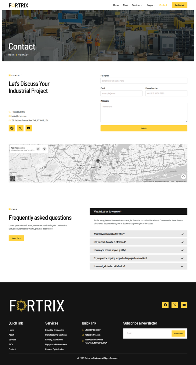 Contact — Fortrix - Industrial & Manufacturing Elementor Template