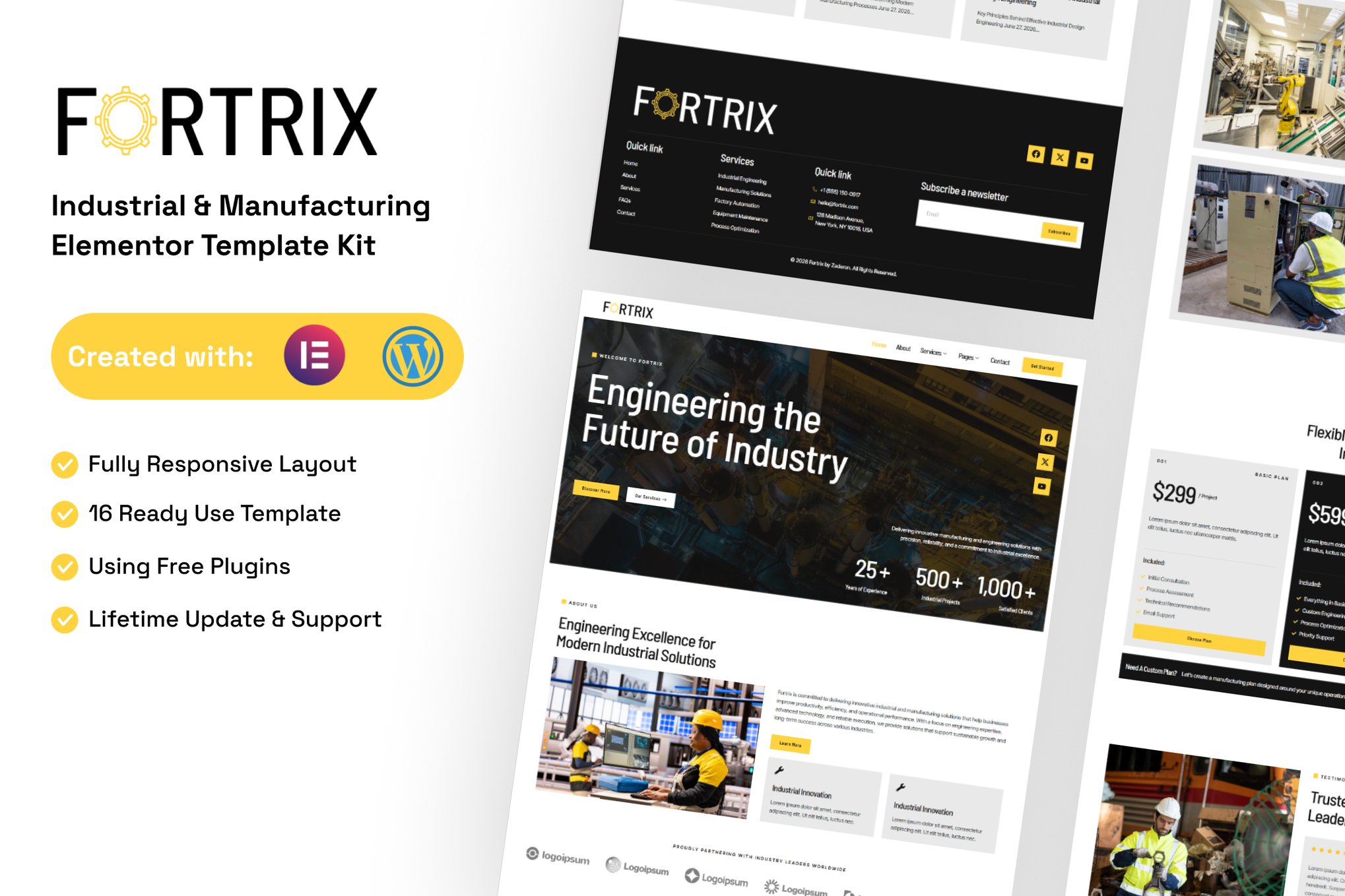 Fortrix - Industrial & Manufacturing Elementor Template — Elementor template kit cover