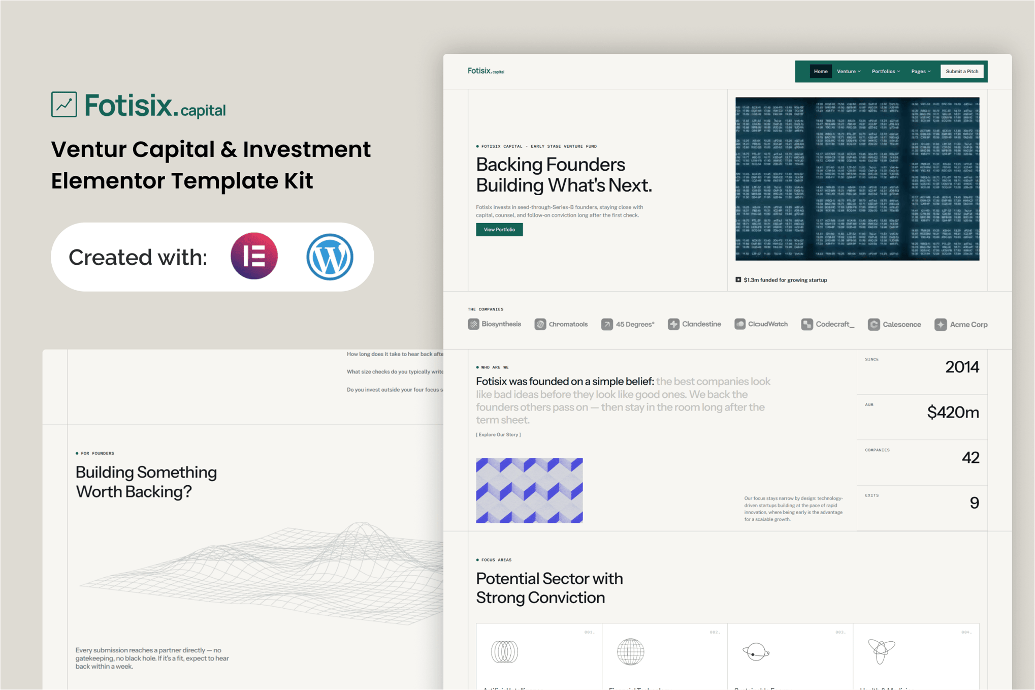 Fotisix - Venture Capital & Investment Elementor Template — Elementor template kit cover