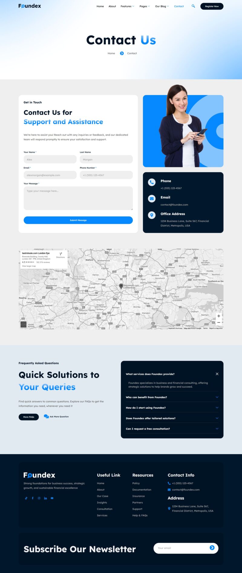 Contact — Foundex - Mobile App Showcase & Fintech Startup Elementor Template