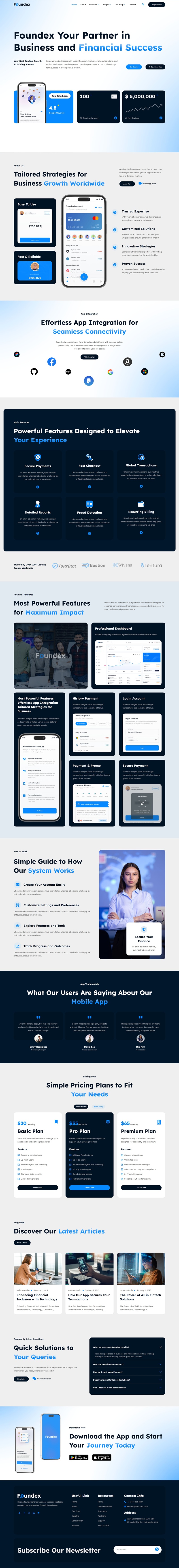 Home — Foundex - Mobile App Showcase & Fintech Startup Elementor Template