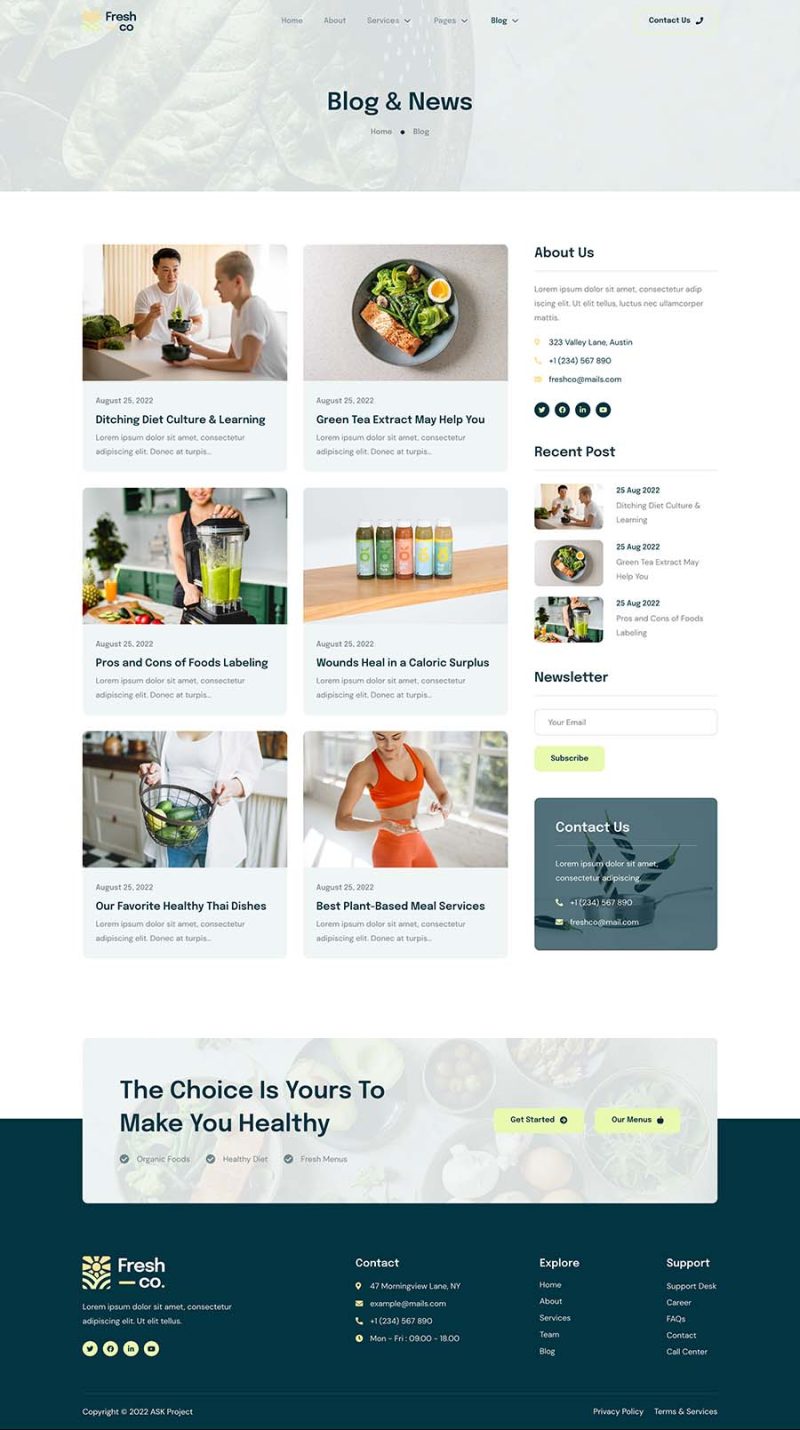 Blog — Freshco - Healthy Food & Nutrition Service Elementor Template