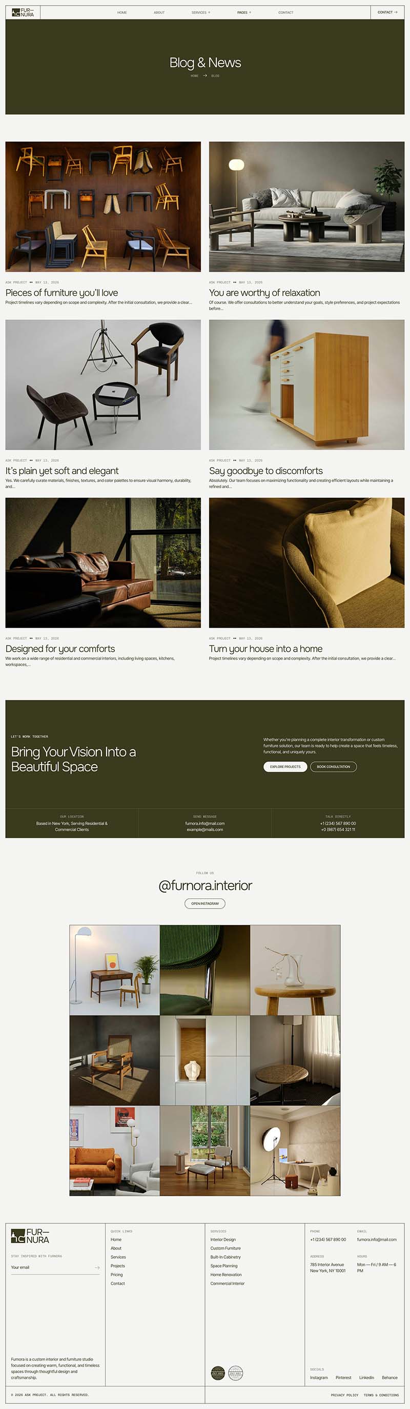 Blog — Furnora - Custom Interior & Furniture Studio Elementor Template