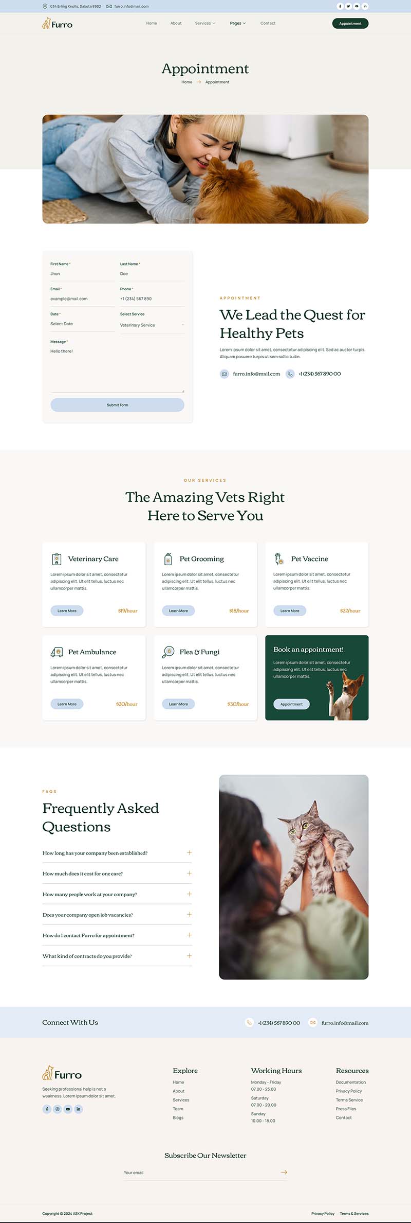 Appointment — Furro - Pet Care & Veterinary Elementor Template