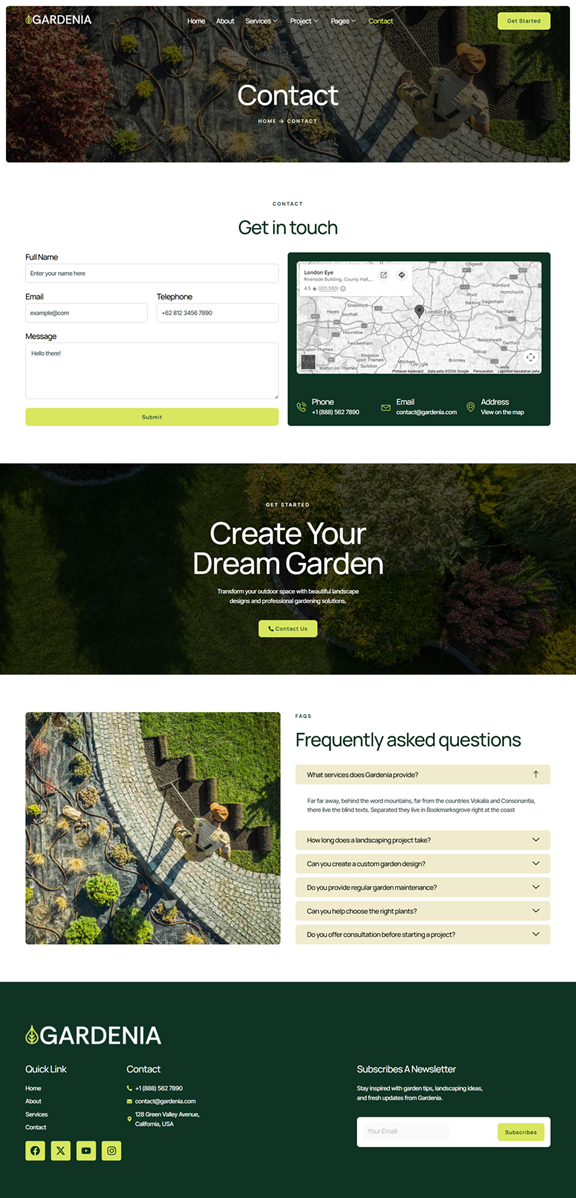 Contact — Gardenia - Landscaping & Gardening Elementor Template