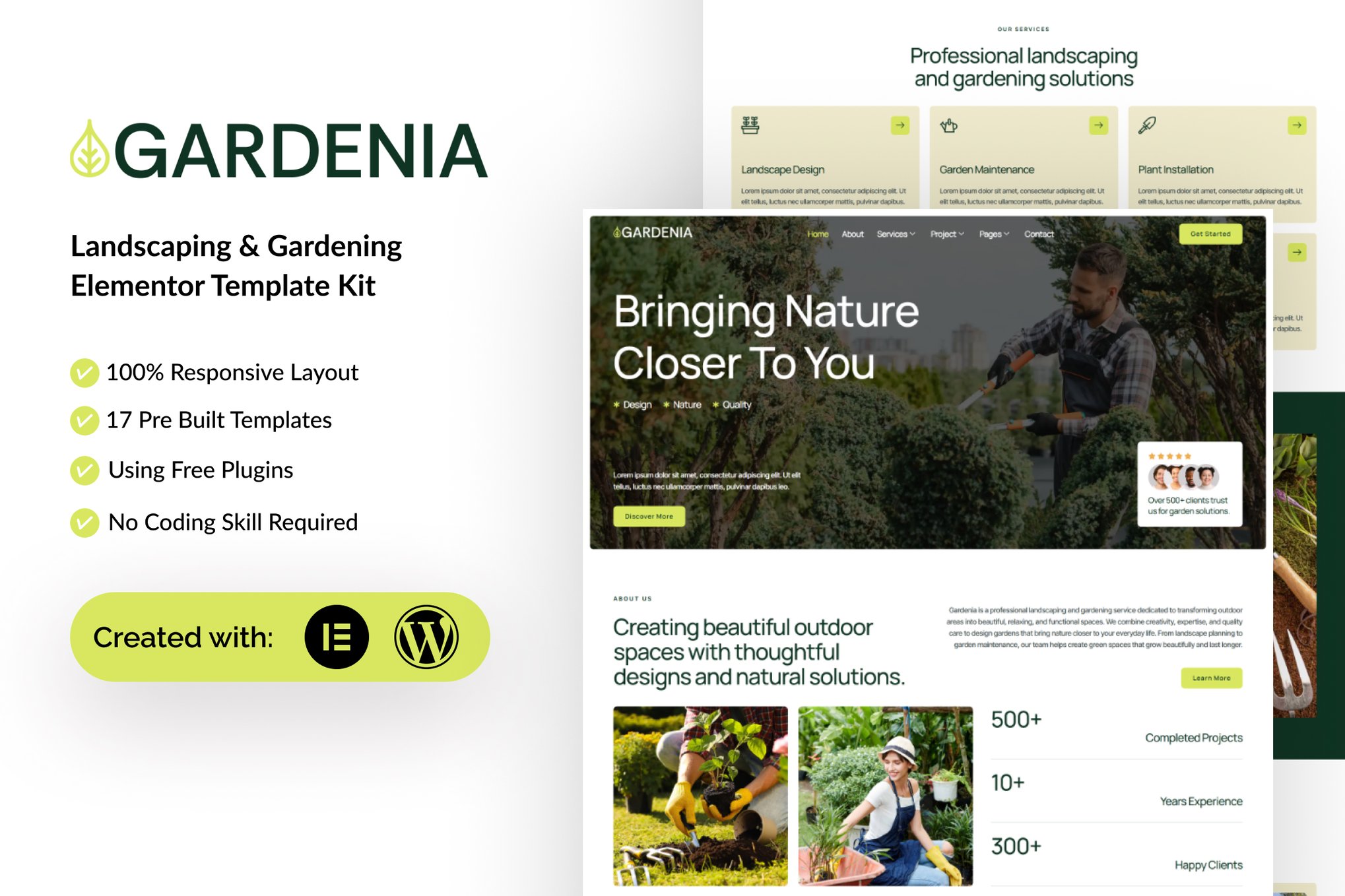 Gardenia - Landscaping & Gardening Elementor Template — Elementor template kit cover