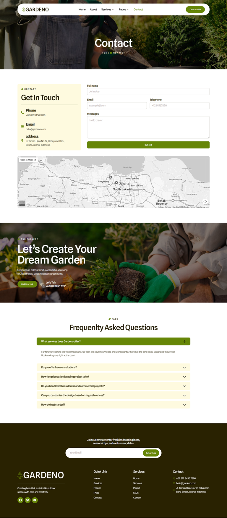 Contact — Gardeno - Landscaping & Gardening Elementor Template