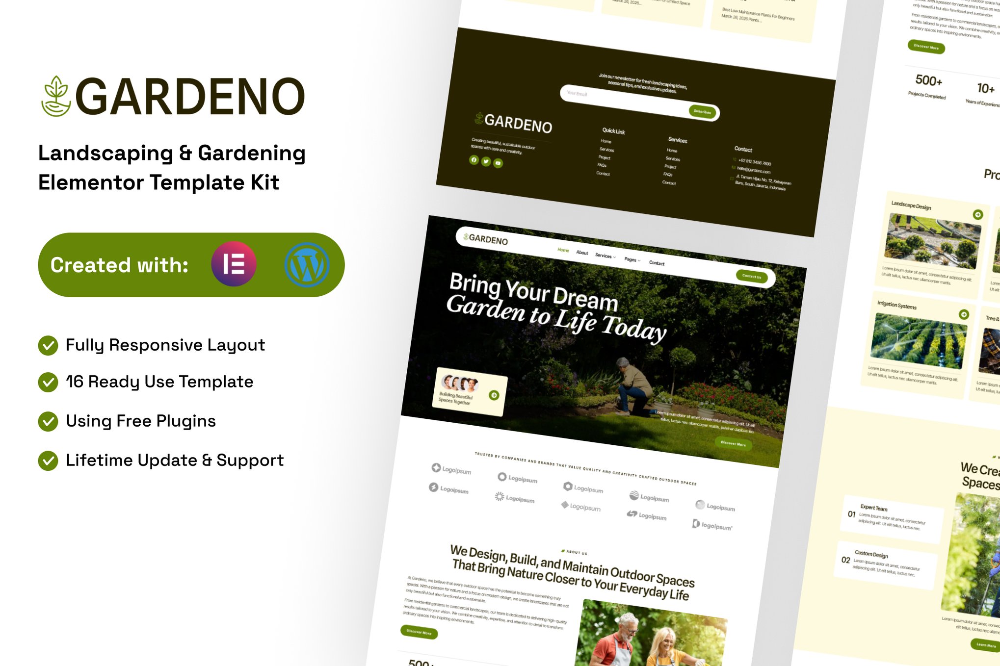 Gardeno - Landscaping & Gardening Elementor Template — Elementor template kit cover