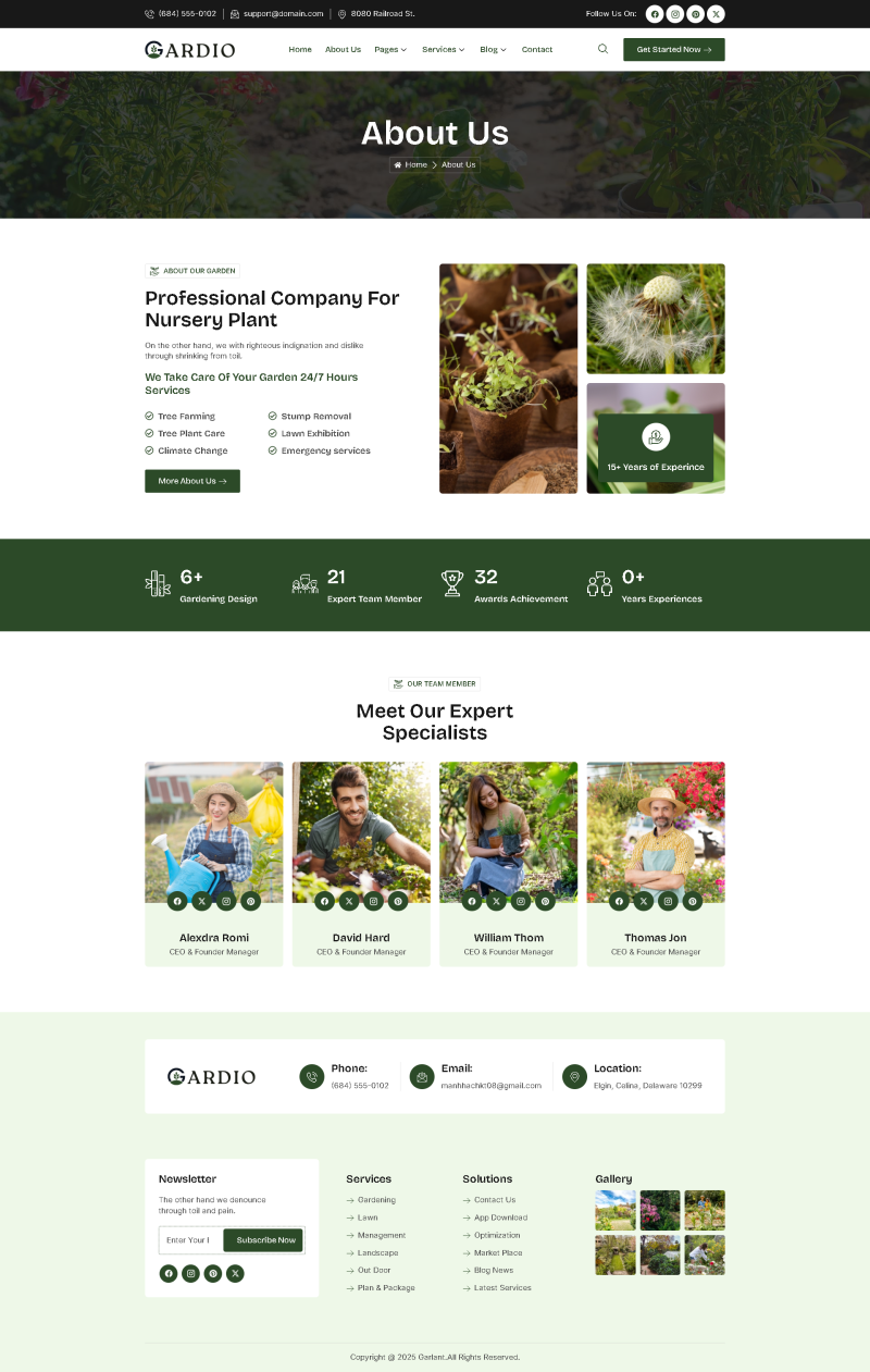 About Us — Gardio - Nursery & Gardening Elementor Template