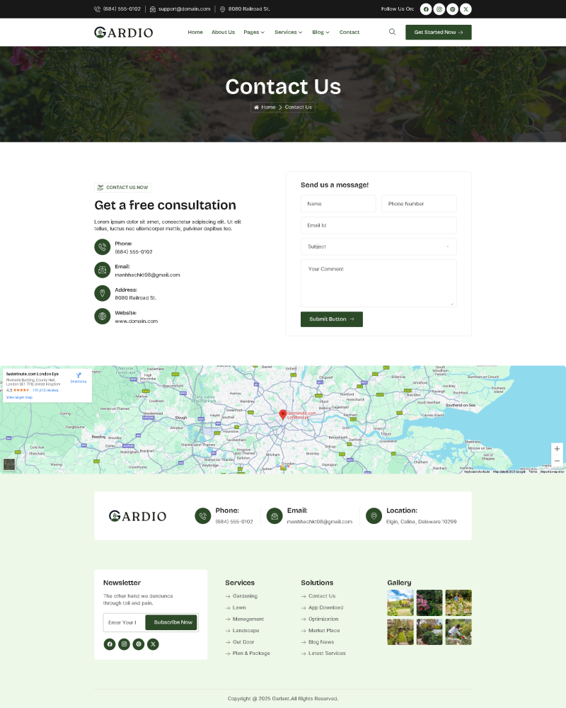 Contact — Gardio - Nursery & Gardening Elementor Template