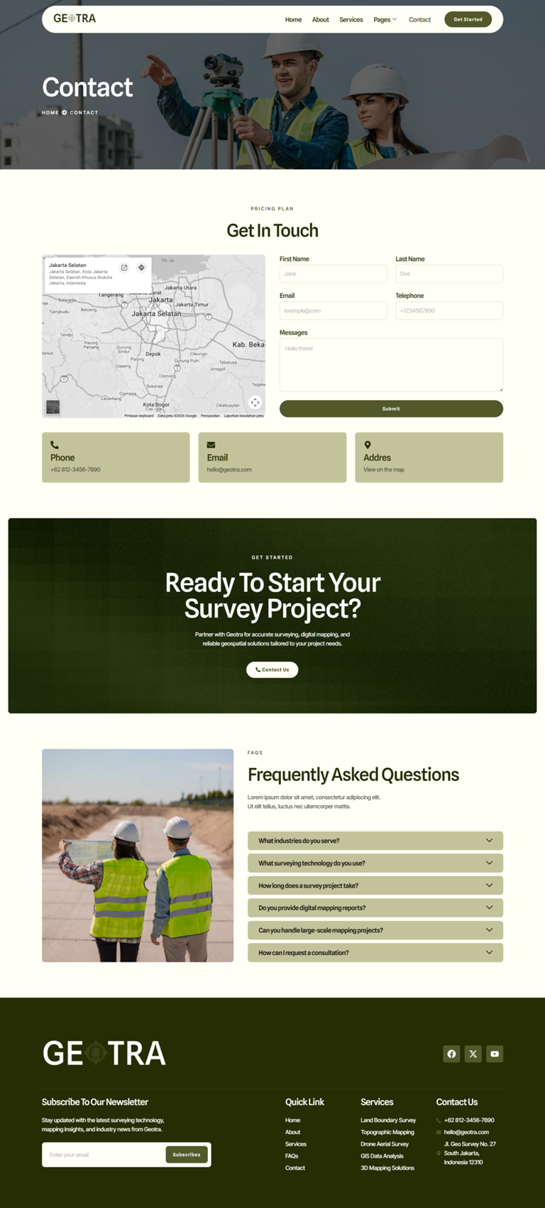 Contact — Geotra - Land Surveying & Digital Mapping Elementor Template