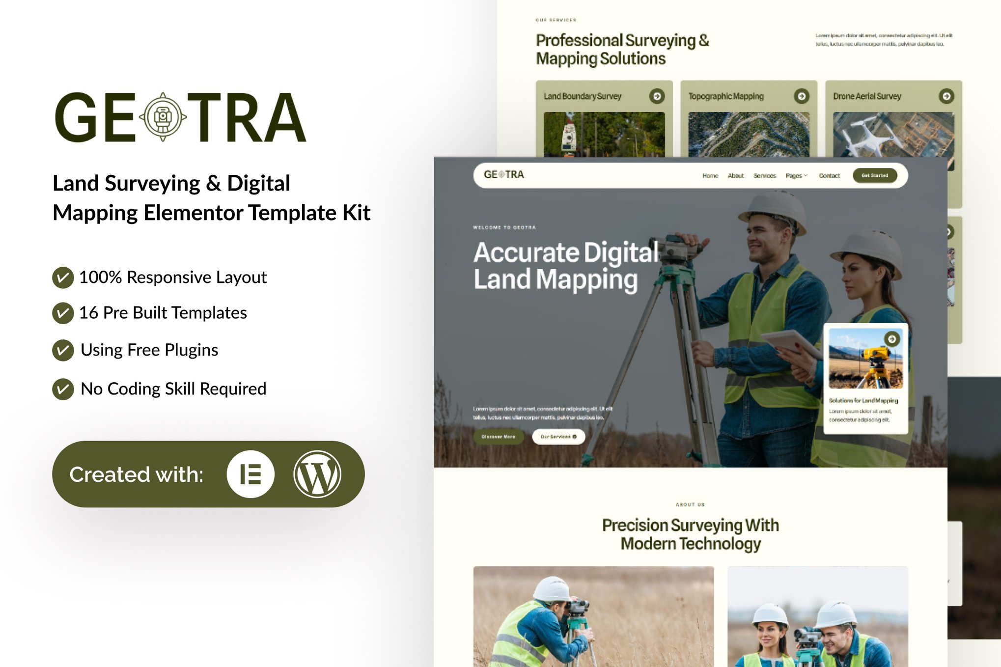 Geotra - Land Surveying & Digital Mapping Elementor Template — Elementor template kit cover