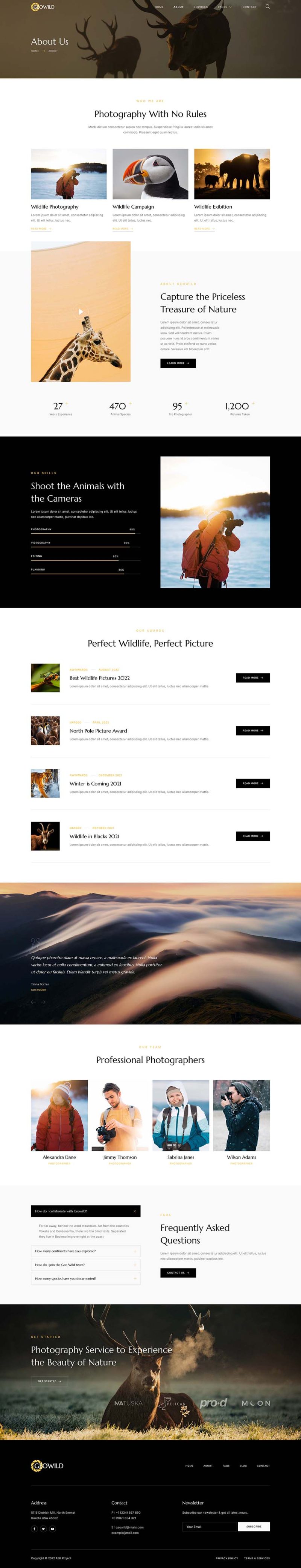 About — Geowild - Wildlife Photography Services Elementor Template