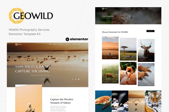 Geowild - Wildlife Photography Services Elementor Template — Elementor template kit cover