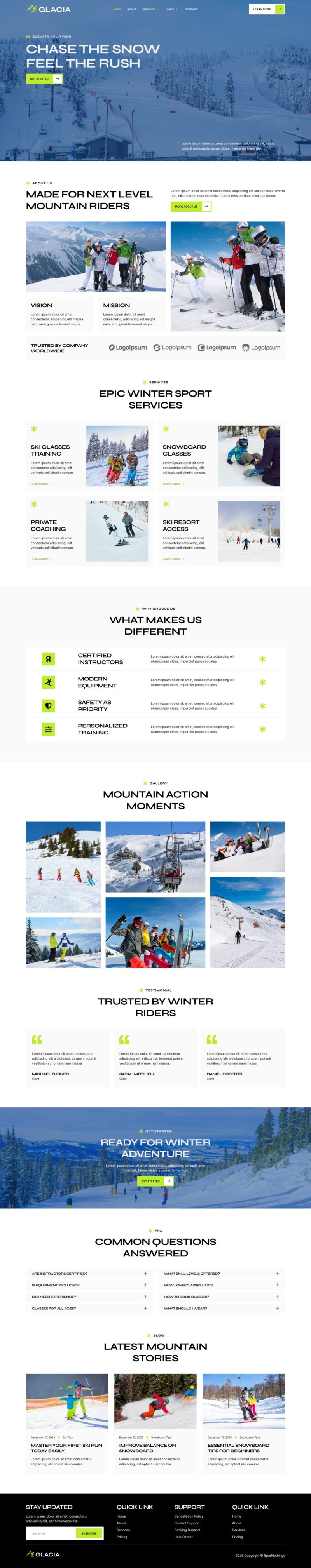 Home — Glacia - Ski Resort & Snowboard Classes Elementor Template