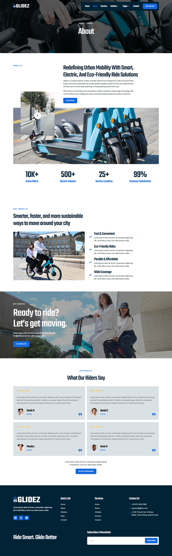 About — Glidez - Electric Scooter & Bike Rental Elementor Template