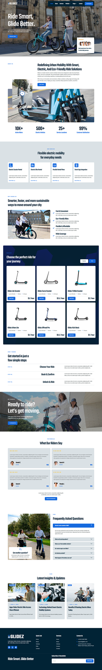 Home — Glidez - Electric Scooter & Bike Rental Elementor Template
