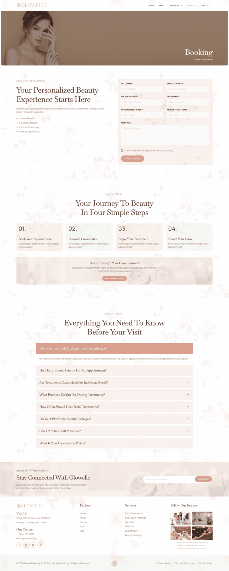 Booking — Glowelle - Beauty Salon & Spa Elementor Template