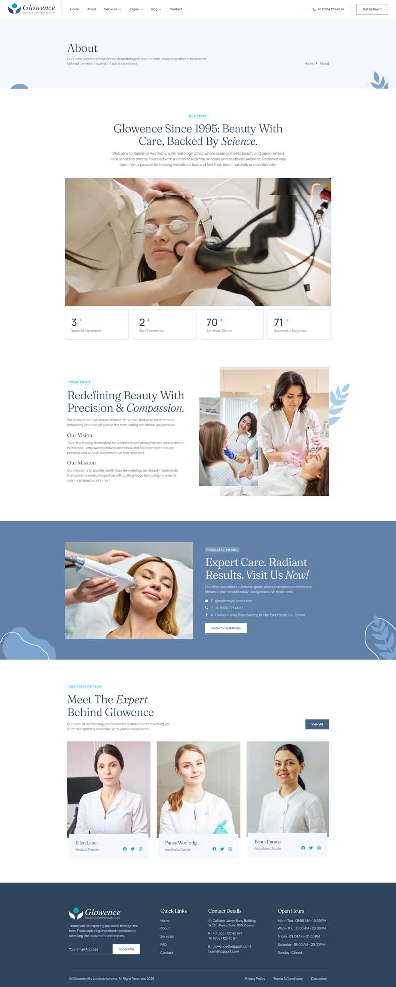 About — Glowence - Beauty Clinic & Dermatology Elementor Template