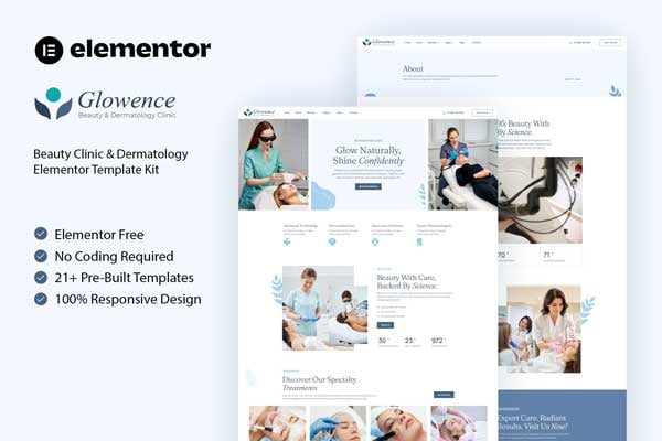 Glowence - Beauty Clinic & Dermatology Elementor Template — Elementor template kit cover